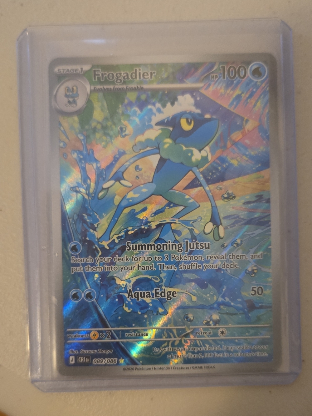 Pokemon Frogadier Holographic Card - Blue, Green